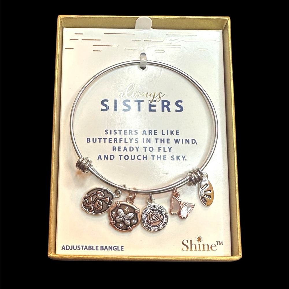 SHINE NIB Silver Charm Bracelet for Sisters